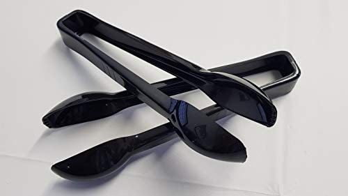 10 x GSL Black Plastic Serving Tongs - Buffet Party BBQ Wedding 16cm - 6.5