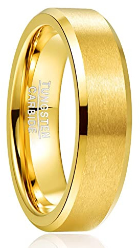 NUNCAD Mens Wedding Ring 4mm/6mm/8mm Tungsten Carbide Ring for Men Women Silver/Black/Gold Simple Band Ring Comfort Fit Size L1/2 to Z+3