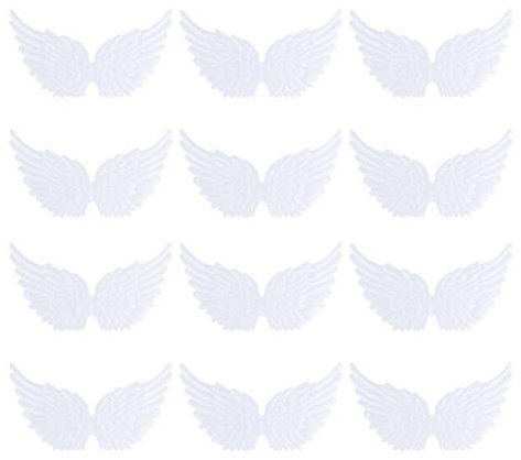 NUOBESTY 12 StüCke EngelsflüGel Stoff FlüGel Patches FüR Diy Handwerk Haarschmuck Weiß EngelsflüGel Zum Basteln Bling FlüGel FüR Jacken Tuch Diy