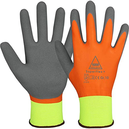 10 Paar Hase Safety Gloves Superflex+ Latex-Arbeitshandschuhe wasserdicht, rutschfeste Gartenhandschuhe Größe XL (10)