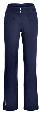 Maier Sports Allissia Slim, Enganliegende Damen Skihose, Wasserdichte Schneehose, Stretchmaterial und verstellbarer Bund, PFC-frei, mTHERM Wattierung & mTEX Wetterschutz, Blau, Gr. 44 (W35/L32)