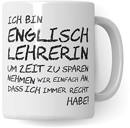 Pagma Druck Englisch Lehrerin Tasse, Geschenk für Englischlehrerin, Kaffeetasse Geschenkidee Lehrer Tasse Englisch lustig, Kaffeebecher Lehramt Schule Abschied Abschluss Witz