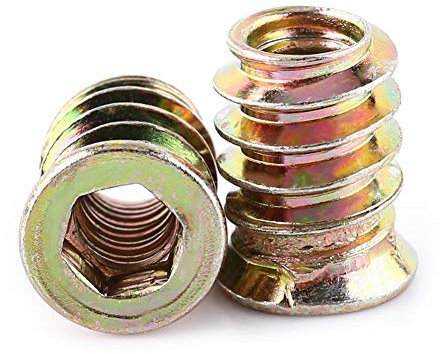 20Pcs Vis en Acier au Carbone Zingué Dans L'écrou, écrous D'insertion Filetés à Six Pans Creux pour Meubles en Bois(M6*15mm)