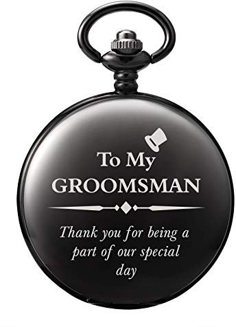 TREEWETO Taschenuhr - Personalisiert Graviert Groomsman Taschenuhr Quarz Fobwatch - Groomsmen Geschenke für Hochzeit oder Vorschlag -Trauzeuge Taschenuhr Hochzeitsgeschenk
