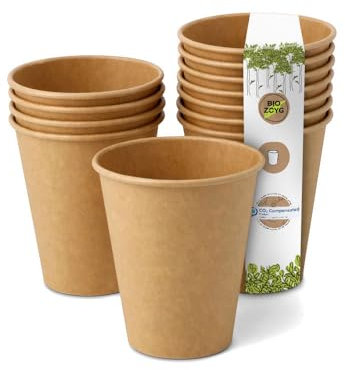 GREENBOX Kompostierbare Bio Einweg Becher I Einmalbecher Getränkebecher Wegwerfbecher Papierbecher mit PLA Beschichtung I 50 Stück Coffee to go Pappbecher braun ungebleicht 150 ml 6 oz