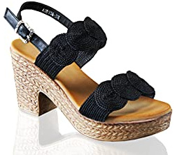 IVACHY Womens Sandal Ladies Wedge Woven Braided Block Heels Summer Espadrille Platform Shoes Size UK