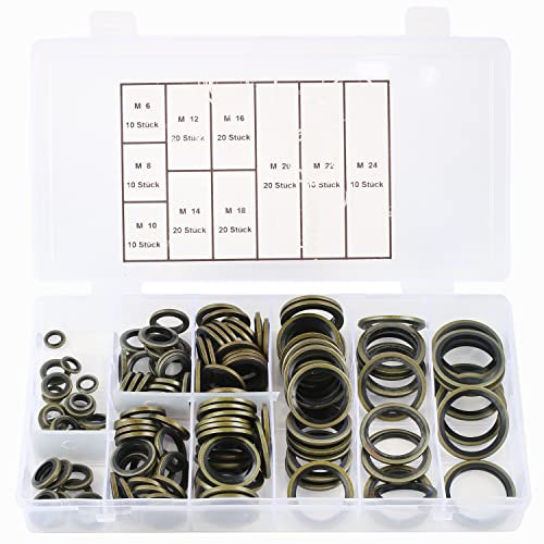 MaxAwe 150 anillos de sellado hidráulicos M6-M24 con labio de goma, tornillos de drenaje de aceite, selladores con caja de almacenamiento