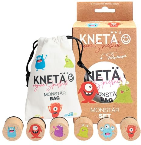 KNETÄ Holzstempel Set *MONSTÄR* Geschenkidee für Kinder I Knetwerkzeug I Knete Zubehör