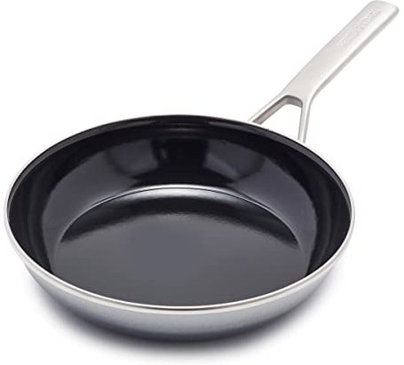 Merten & Storck European Crafted Steel Core Enameled Cookware, 9.5 Frying Pan Skillet, Induction, PFAS & PTFE Free, Dishwasher Safe, Oven & Broiler Safe, Cloud Grey