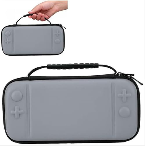 SILCOSTAR Hard Protective Handle Carry Travel Case & 8 Game Cartridges Storage Case Cover For Nintendo switch Lite (Grey)