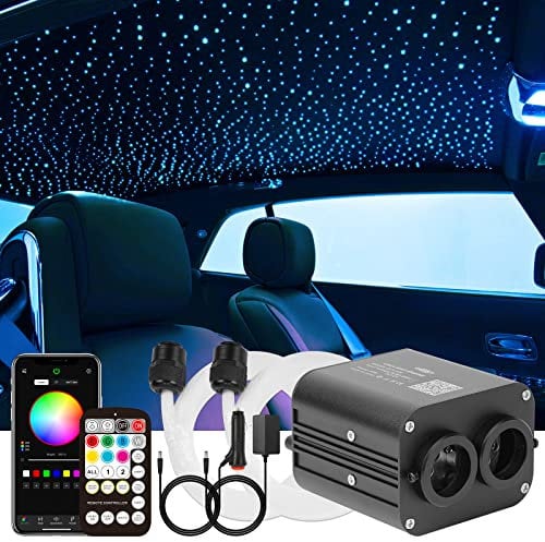 CHINLY Sternenhimmel Auto Glasfaser Licht für Auto/Decke, 20W Twinkle 800pcs*0.75mm*3m Bluetooth RGBW APP/Remote LED Fiber Optic Star Deckenleuchten Kit