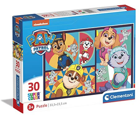 Clementoni - 20275 - Supercolor Puzzle - Paw Patrol - Puzzle 30 Teile Ab 3 Jahren, Buntes Kinderpuzzle Mit Besonderer Leuchtkraft & Farbintensität, Geschicklichkeitsspiel Für Kinder