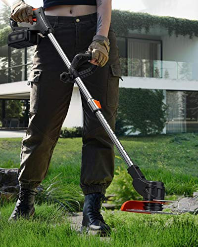 Garden Gear Tondeuse à Gazon sans Fil avec Chargeur Rapide, poignée télescopique et tête à Angle réglable, Tondeuse à Gazon à Batterie Lithium-ION 36TV 42TV