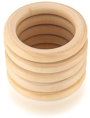 TOOINKCV 5 Stk Holzringe zum Basteln, Natürliche Holz Ringe, Unbehandelter Holz Makramee Ringe, für DIY Schmuck Makramee Armband Anhänger Schmuckherstellung Dekoration Ringe - (Ø 100mm)