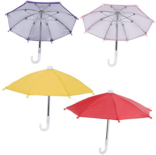 WHAMVOX 4pcs Cycling Phone Umbrella Plants Outdoor Mini Plants Small Outdoor Umbrella Tiny Umbrella Decorations Plant Shade Umbrella Phone Umbrella for Sun Polyester Riding Accessory Light