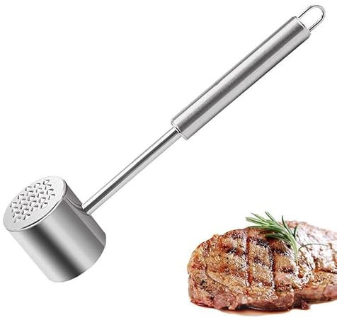 lohill Fleischzartmacher, doppelseitiger Fleischhammer, Edelstahl, Knoblauchpresse, Steakhammer, Schwerer, bequemer Griff, kann Fleisch wie Steak und Rindfleisch erweichen, spülmaschinenfest