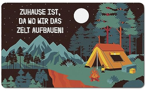 Ferocity PERSONALISIERTE Fußmatte für Camper; Waschbarer lustiger Fußabstreifer für Innen und Außen, 45 x 75 cm, ideal als Zubehör für Wohnmobile, Zelte und Autokaravans, Motiv Zelt Nacht [140]