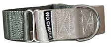 Wo.Cherie Hundehalsband Martingale 40 mm Breite M (27 cm - 45 cm), Oliv/Grau