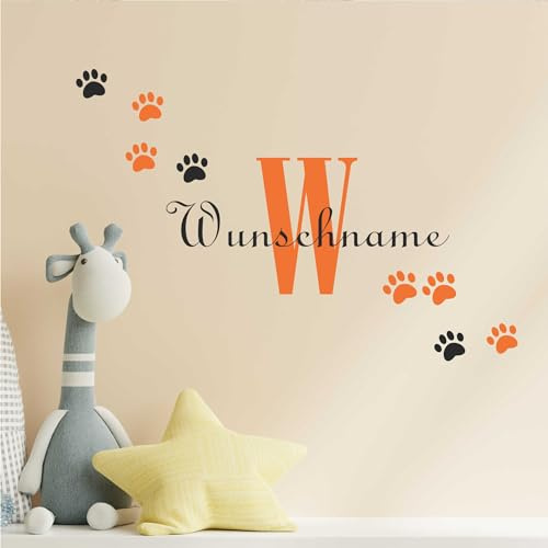KIWISTAR - Wandtattoo - Hund - personalisiert mit Wunschname - Namensaufkleber individuell selber gestalten - Wandsticker mit Name - Wandsticker für Kinderzimmer Babyzimmer Spielzimmer