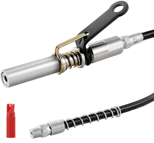 VEVOR Coupleur de pistolet à graisse, haute pression 10 000 PSI, verrouillage à 6 mâchoires, pointe de pistolet à graisse à dégagement rapide avec tuyau/raccords Zerk, compatible avec tous les pistole