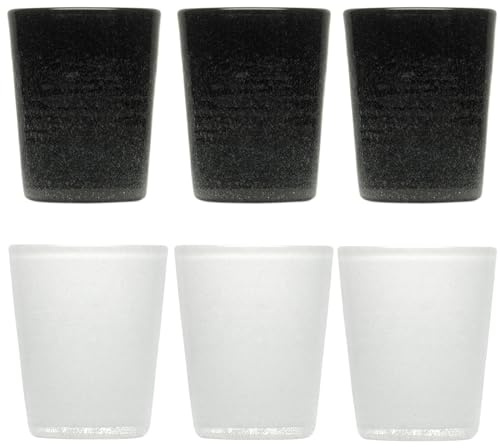 MEMENTO Set 6 bicchieri acqua in pasta di vetro 300cc (Black & White)