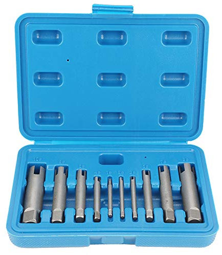 WOOXGEHM Gewindebohrer Auszieher, Hochhärte Schnellarbeitsstahl Schraubenauszieher, Stahl Gewindebohrer Entferner mit Gebrochenem Kopf, Abisolierter Gewindebohrer Auszieher Satz(10-piece set)