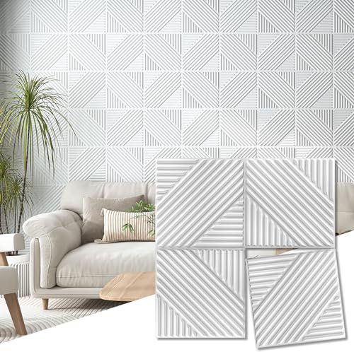 Art3d 33-Pack 3D Panels for Interior Decor, Textured Accent Paneling for Living Room, Bedroom, TV Background, 12x12 White