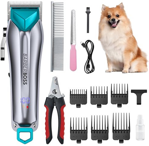 BarberBoss tosatrice per cani senza fili, tosatrice per cani, Kit per toelettatura cani, tosatrice per gatti per pelo arruffato, Kit per toelettatura animali, tosatrice per animali QR-9088