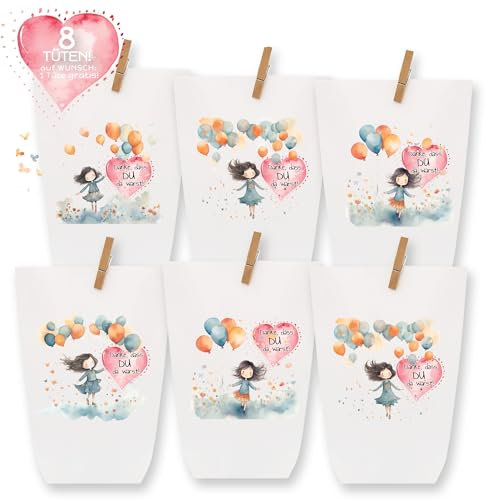 Paul's Papierfabrik - 8 Exklusive Geschenktüten für Kindergeburtstage, Hochzeiten & Partys - Einzigartiges Design aus nachhaltigem Kraftpapier