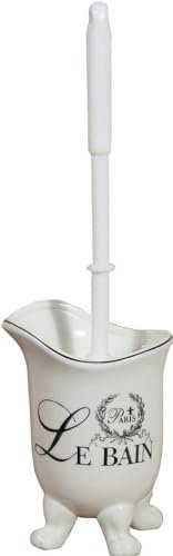 Biscottini Toilet Brush Holder L12xPR10xH16.2 - Porcelain Toilet Brush - Toilet Brush Bathroom Toilet Brush Shabby Toilet Brush