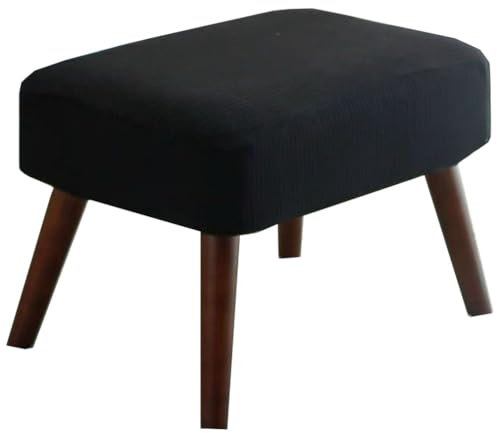 ZZDZW Schonbezug Hocker Rechteckig, Beinstütze Abdeckung Hussen Sitzhocker Eingangbank Überzug Bank Sitzbank Bezug (Color : Nero)