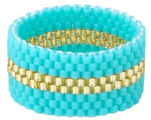 KELITCH Handgemachte Damen Schmuck Perlen Ringe Band Ringe Urlaub Hawaii Runde Finger Kuckle Schmuck - Grün 07A