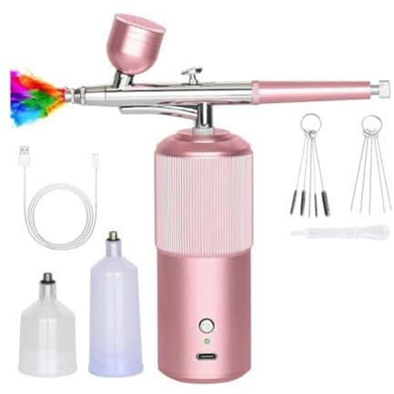 iFutniew Airbrush Set Compresseur Airbrush Portable Rechargeable Métal pour Nail Art Cosmétique Décoration de Gâteau