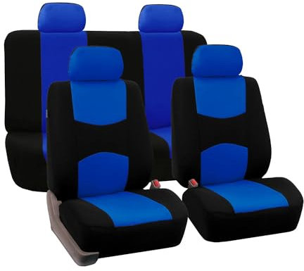 abrupt Auto Sitzbezüge Sets für VW Polo New Polo GTI Plus TSI Cross Fresh, 5 Sitzer Sitzbezüge Auto Vorne Und Hinten Atmungsaktiv Autositzbezüge Sitzschoner Innenraum Zubehör,D Blue