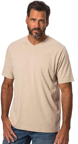 JP 1880 Herren große Größen Übergrößen Menswear L-8XL T-Shirt, Basic, V-Ausschnitt Natur Melange XL 702415201-XL