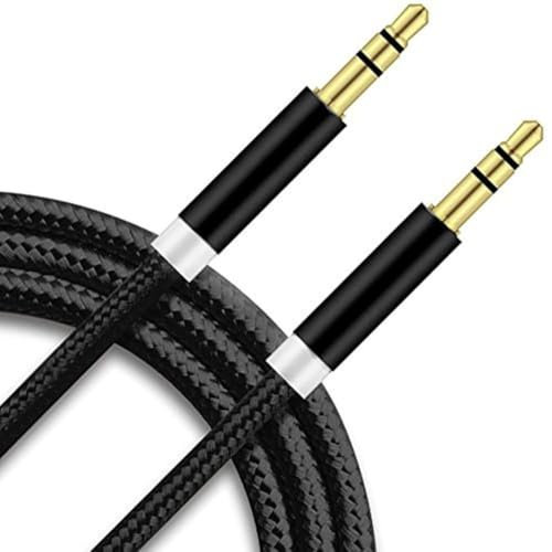 3.5mm Audio Aux Cable, Jack to Jack Stereo premium Aux Cable, Auxiliary Cord Lead, Nylon Braided Audio Cable Compatible with Microphone Headset Earphone Speaker Phone Laptop PC TV Car (Black)