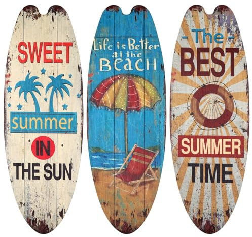 Surfbrett Deko, 3 Stück Maritime Wanddeko Pool Deko Outdoor, Strand Deko Wand