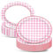 50 PCS Pink Gingham Oval Paper Plates Large 11” Disposable Pink and White Checkered Party Decorations Camp Oval Supplies Favor for BBQ Gathering Picnic Birthday Outdoor Girls Party Tableware Set