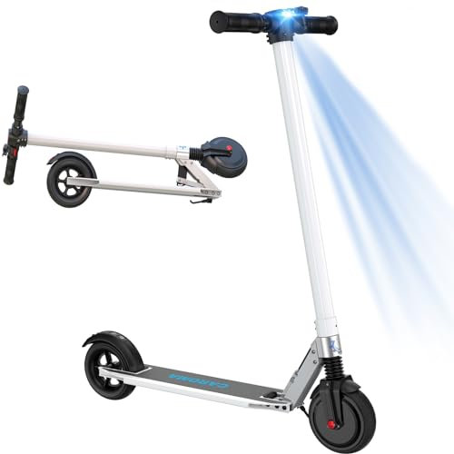 Caroma 250W E Scooter für Kinder von 8-12 Jahren, Elektroroller mit Einstellbare Geschwindigkeit max. 20km/h, 25 km Reichweite, Max. Belastung 120 kg für Erwachsene & Kinder, Weiß