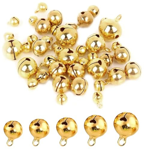 PRAOFRT 100 Pezzi Campanellino Campanellini,Campanellini Sonagli Piccoli,Campanelli Natalizi per Fai Da Te Decora Natalizie e Festa（6/8/10/12/14MM）