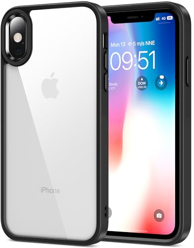 HOOMIL Hülle für iPhone X/iPhone XS, Anti-Vergilbung Durchsichtige Handyhülle Stoßfeste Schutzhülle - Schwarz