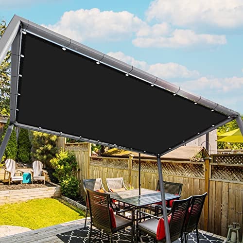 Tenda parasole quadrata 5 x 6 m, con corda inclusa, colore nero, per esterni, patio, giardino, pergola, prato, blocco UV, tenda rettangolare