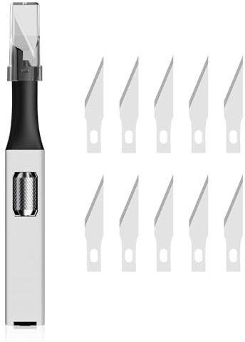 Cuter Manualidades Precision,Con 10 Cuchillas De Recambio,Cuchillo De Precisión,Bisturi Quirurgico,Cutter Manualidades,Cutter Pequeño,Para Cortar Modelos,Bricolaje, Arte, Modelado