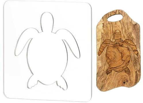 BENECREAT Turtle Clear Acrylic Router Inlay Template, Woodworking Router Template with Protective Film for Creating Unique Inlays in Signs, Charcuterie Boards, 11.8x5inch