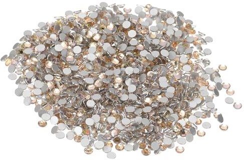 PATIKIL SS16/1440Pcs Glass Diamante Rhinestone, Crystal Glass Flat Back Rhinestones Round Crystal Man Made Gems Diamond Decor for Nail Art Craft Clothes DIY Makeup, Champagne