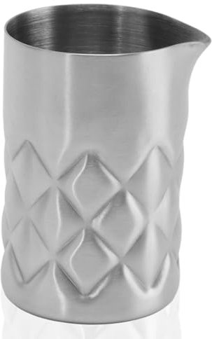 Jwthee Stainless Steel Mixing Glass, Double Walled Bar Mixer, Thick Drink Mixer, Unbreakable Cocktail Shaker with Grid Design, 40mL, Silver, 1 x Cocktail Mixing Glass