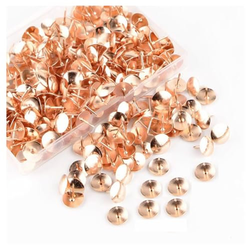 Reißnägel Roségold 400 Stück/Box 10mm Metall Reißzwecke Heftzwecken Runde Thumb Tacks Große Reißzwecken Nagel Dekoration Pushpin Black Thumb Tacks für Büro Schulen Zuhause DIY Memos BildernRoségold