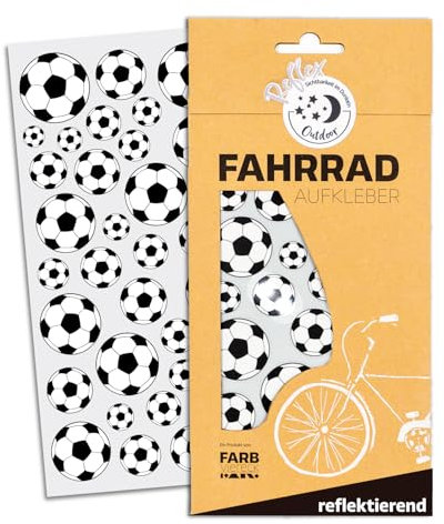 Farbviereck Fahrrad Aufkleber Fussball reflektierend wetterfest für Fahrrad - Roller - Kinderwagen - Helm Fussbälle Sticker als Fahrradaufkleber Soccer Ball | R0018