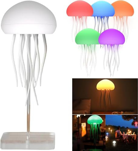 Umikk Quallenlampe,Jellyfish Lamp,Leuchtende Quallen, Sprachgesteuerte RGB Jellyfish Licht Voller Farbverlauf Quallen,LED Quallen Lampe Stimmungslicht Geschenke,Tragbare Aufladbar