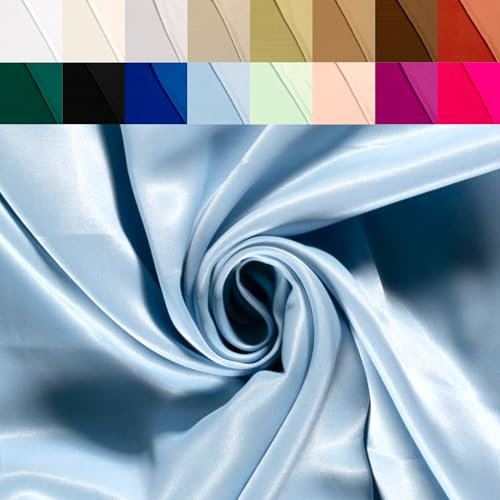 Viskosesatin Stoff Meterware - Futterstoff Viskose Satin - glänzender Dekostoff - Faschingsseide, Viskosestoff Seide, Stoff Abendmode *Ab 50, Farbe: 003 hellblau